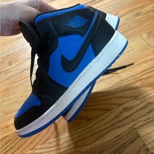 Nike Black and Blue air Jordan’s size youth 5Y
